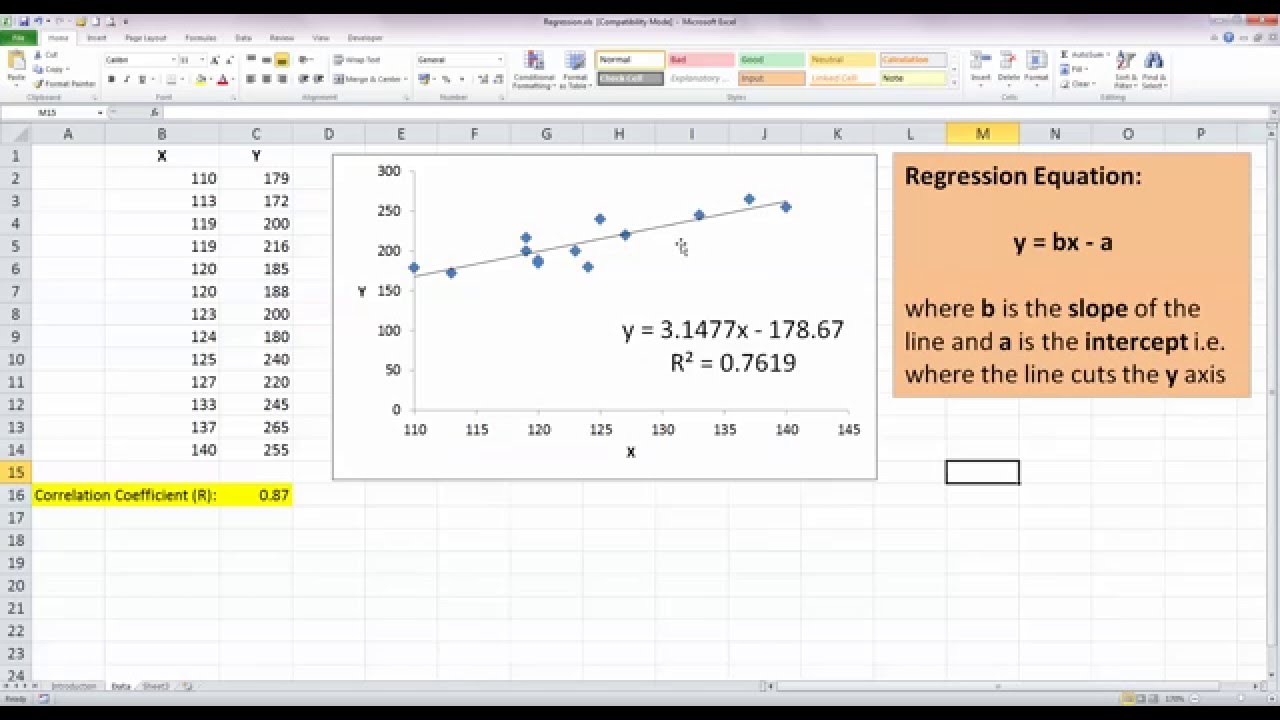 linear regression in excel for mac